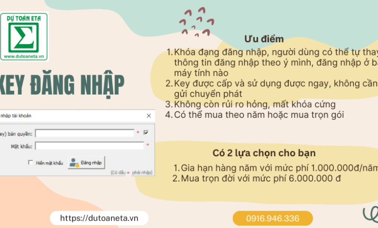 Giải pháp mới – Dự toán Eta bản quyền theo đăng nhập tài khoản