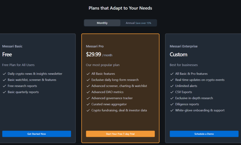 Tài khoản Messari.io Pro 3 tháng – Crypto Research