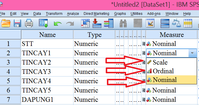 Các loại thang đo trong SPSS Scale, Ordinal, Nominal