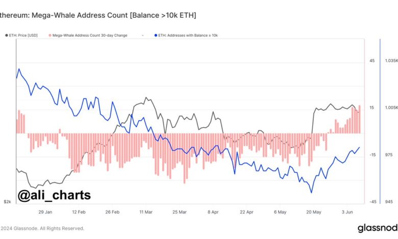 Hoạt động tích lũy càng mạnh mẽ hơn khi Ethereum (ETH) điều chỉnh 7% đầu tháng 6